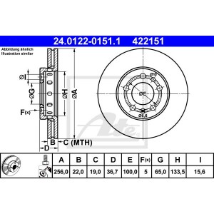 PŘEDNÍ BRZDOVÝ KOTOUČ 256X22MM ATE 422151