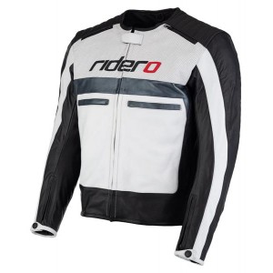 Kožená bunda Ridero White and Black XL